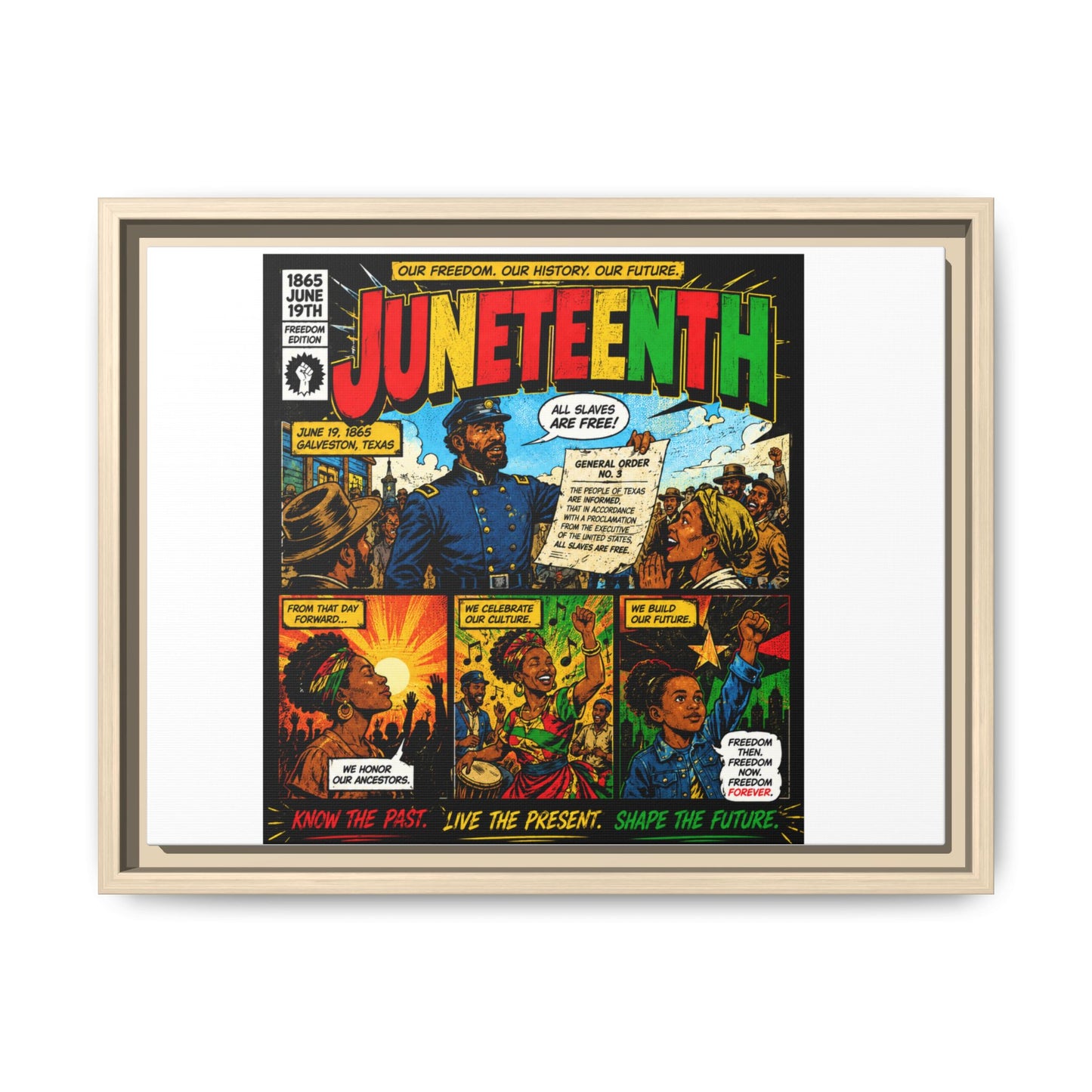 Juneteenth Comic Art Canvas - Framed Matte Wall Decor