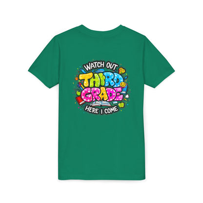Third Grade Kids T‑Shirt — "Watch Out Third Grade Here I Come" Back-to-School Tee