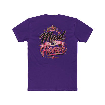 Maid of Honor T-Shirt — Bridal Party Tee with Crown & Pink Ribbon Design