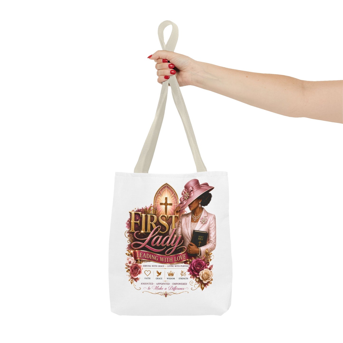 First Lady Tote Bag — Faithful Church Lady Floral Churchgoing Purse