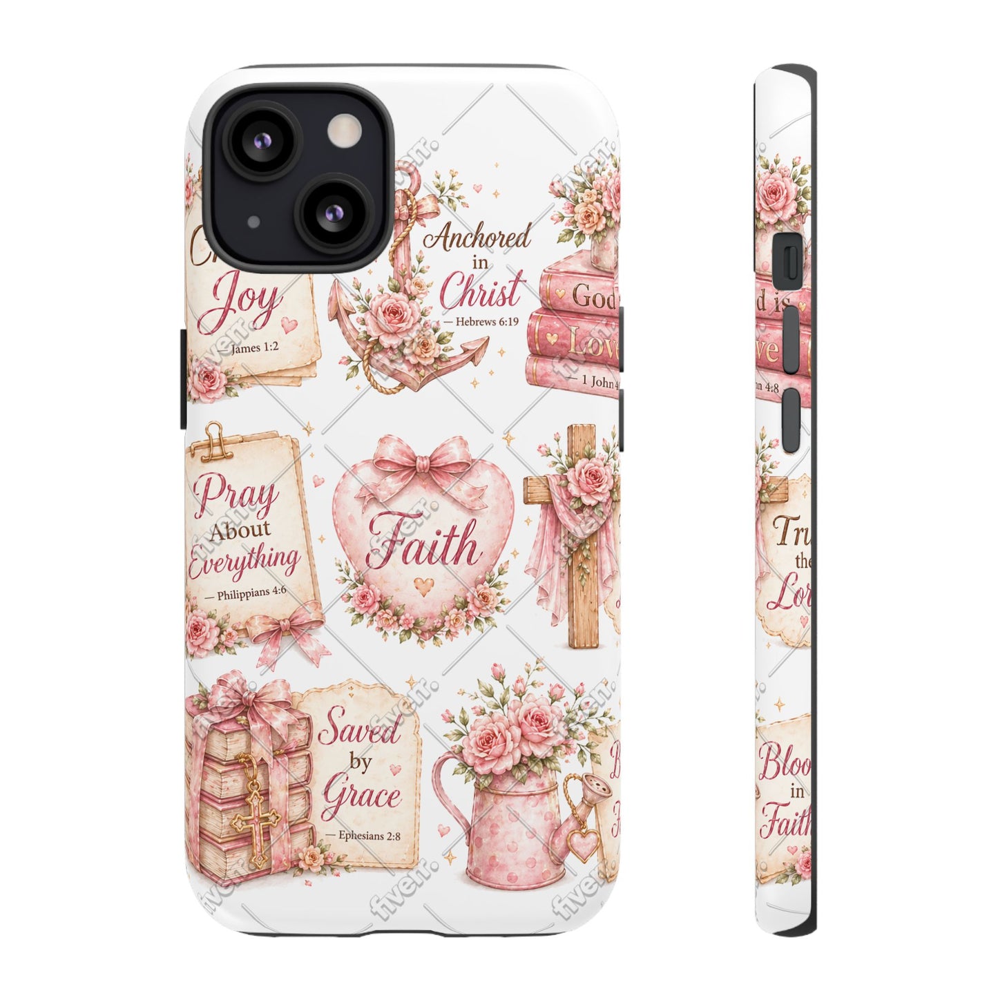 Faith Floral Phone Case – Christian Inspirational Scripture iPhone Cover (Choose Joy, Pray, Faith)