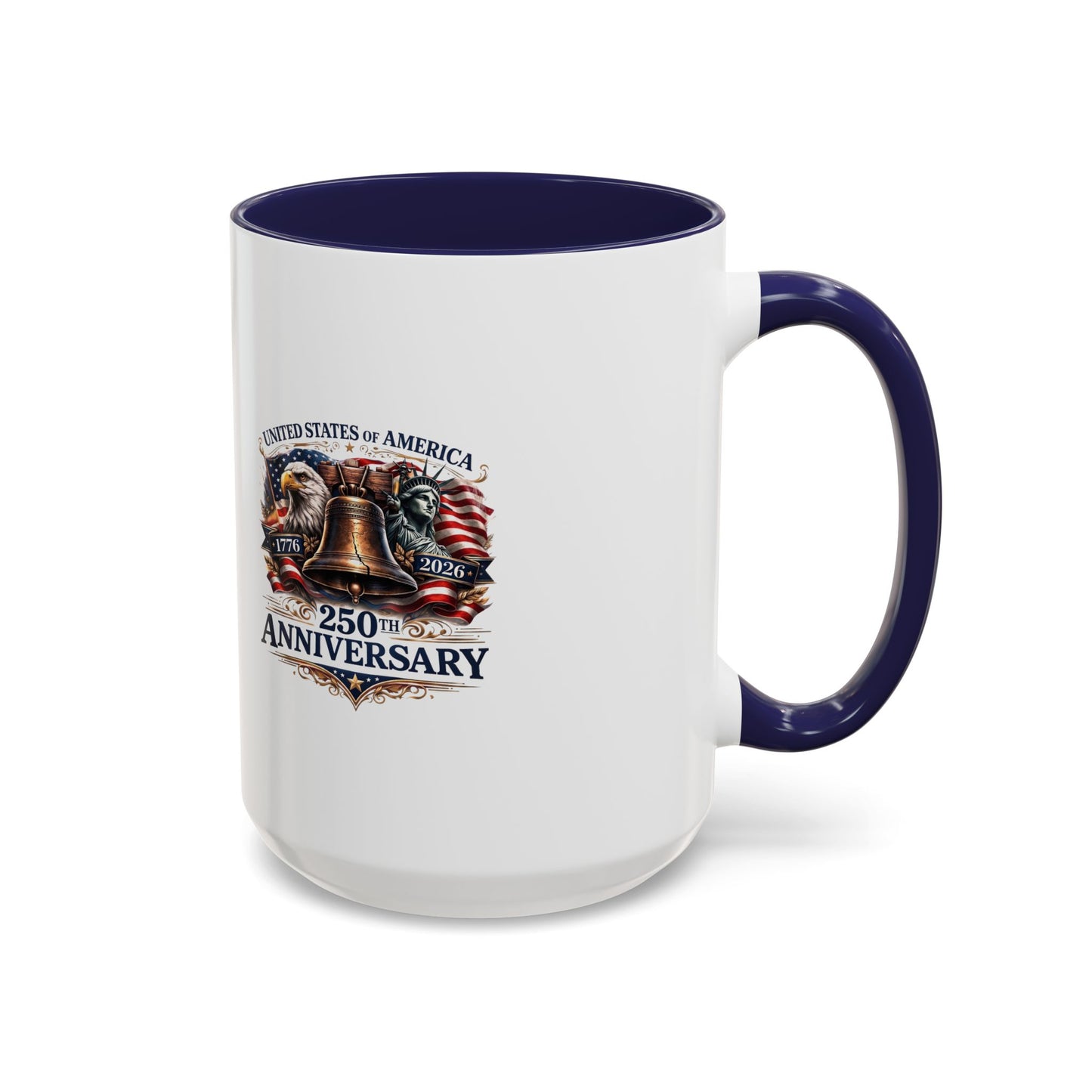 250th Anniversary Accent Coffee Mug — Patriotic United States Bell & Eagle Design (11/15 oz)