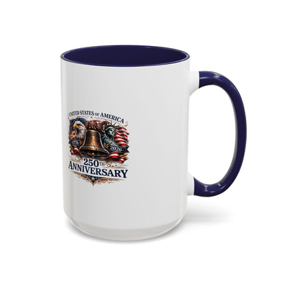 250th Anniversary Accent Coffee Mug — Patriotic United States Bell & Eagle Design (11/15 oz)