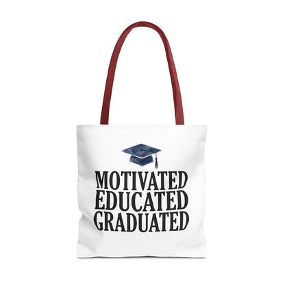 Motivated Educated Graduated Tote Bag – Graduation Cap Student Gift