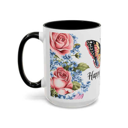 Mother's Day Butterfly Floral Accent Coffee Mug – "Happy Mother's Day"