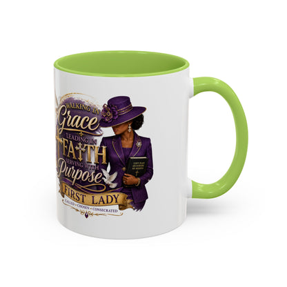 Faith & Purpose Accent Coffee Mug — First Lady Church Design (11/15oz)