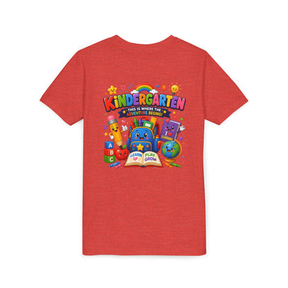 Kindergarten Kids T‑Shirt — 'Kindergarten: This Is Where the Fun Begins' Colorful Back-to-School Tee