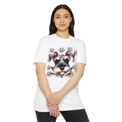 Schnauzer Pawprint Graphic T‑Shirt — Cute Dog Portrait Tee for Pet Lovers