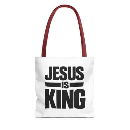 Jesus Is King Tote Bag - Christian Faith Canvas Grocery & Church Book Bag