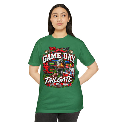 Game Day Tailgate T-Shirt — Grill, Chill & Cheer Football Tee
