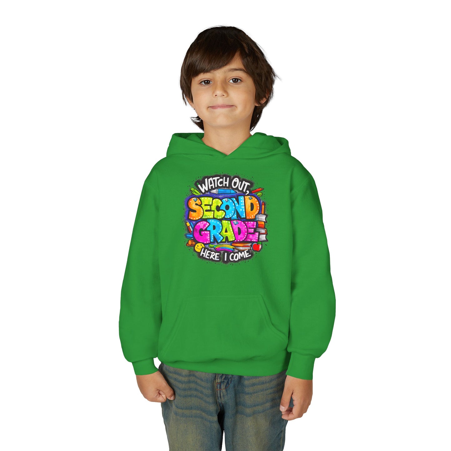 Second Grade Kids' Hoodie - "Watch Out Second Grade Here I Come" Back-to-School Sweatshirt