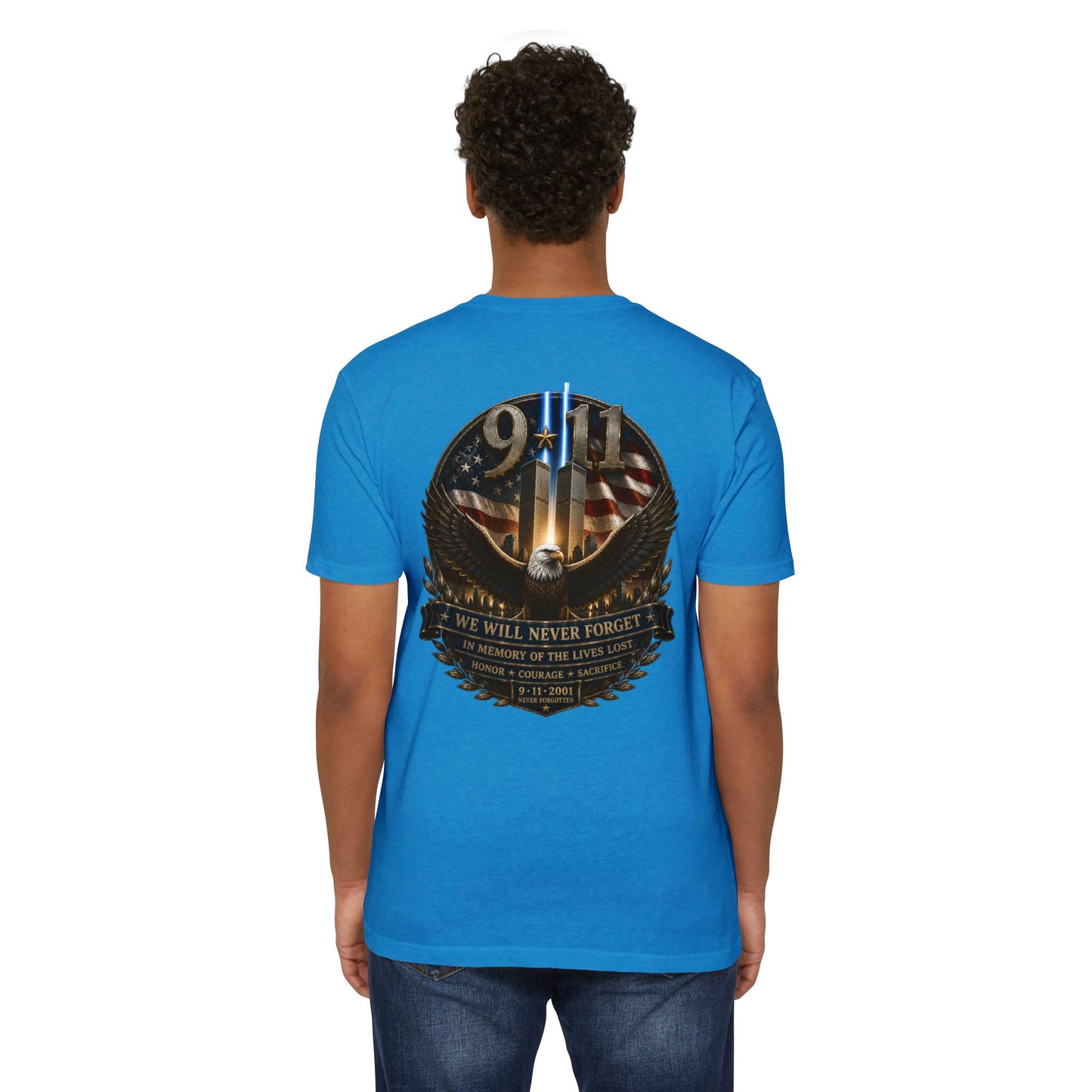 9/11 Memorial Eagle T-Shirt — We Will Never Forget Patriotic Tribute Tee
