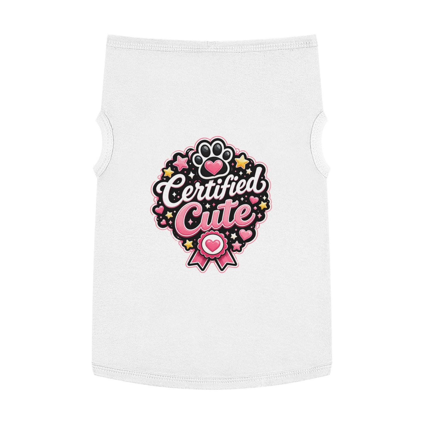 Certified Cute Pet Tank Top — Pink Paw Ribbon Dog Shirt