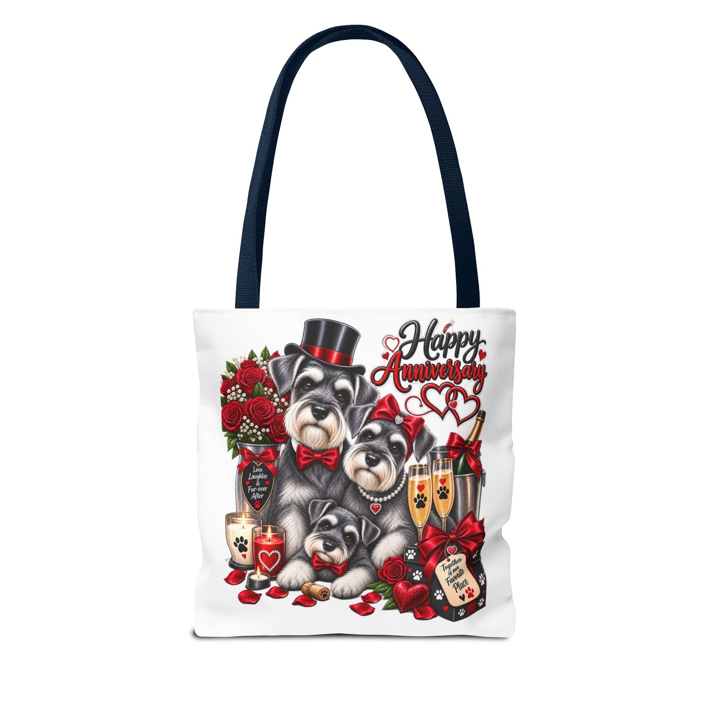 Anniversary Schnauzer Tote Bag — "Happy Anniversary" Romantic Floral Gift