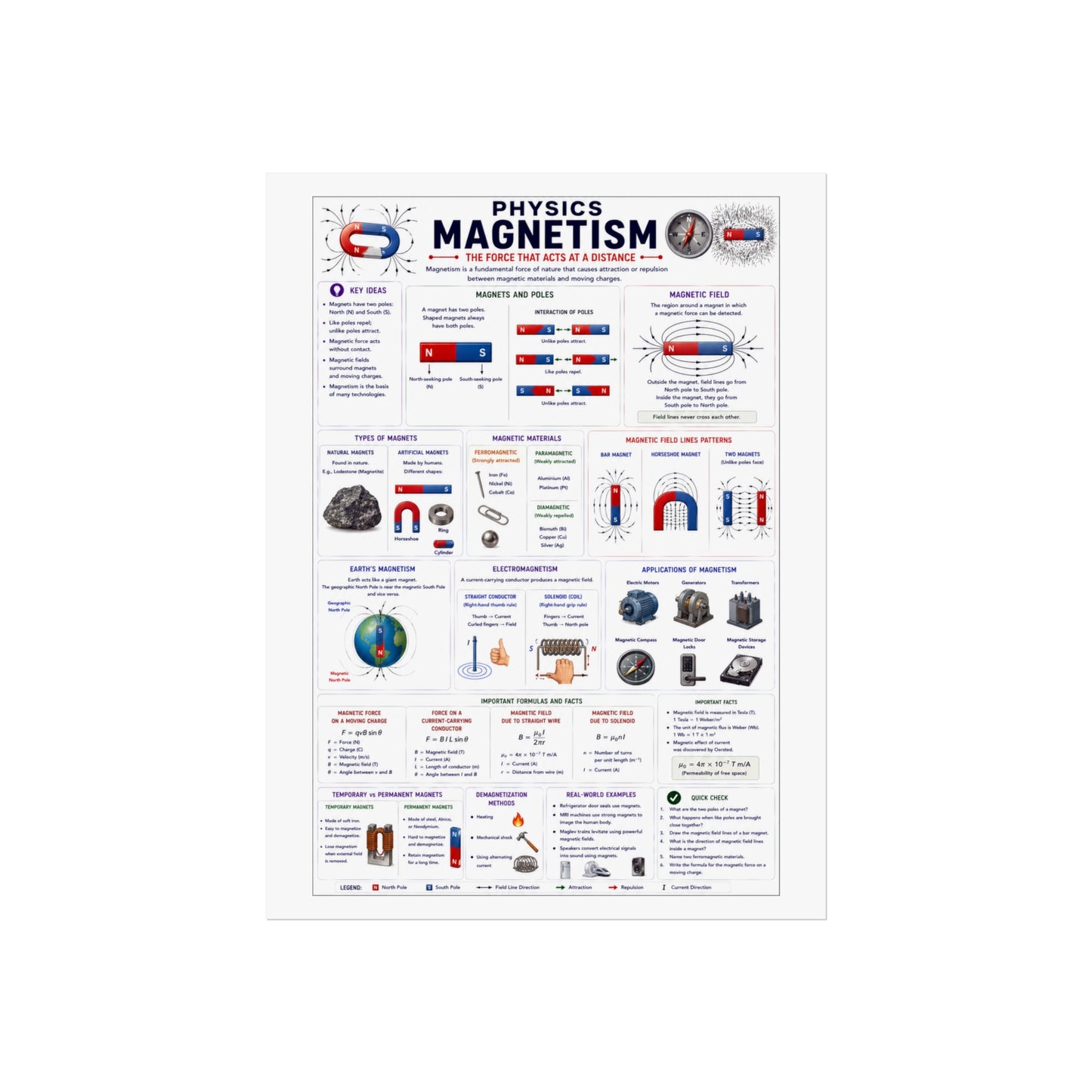 Magnetism Physics Poster — Educational Fine Art Science Print