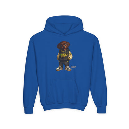 Youth Hoodie — 'Black History Kid' Puppy Graphic Sweatshirt