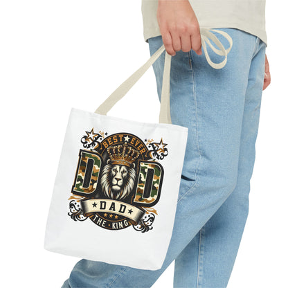 Best Ever Dad Tote Bag — 'Dad the King' Lion Crown Design, Father's Day Gift