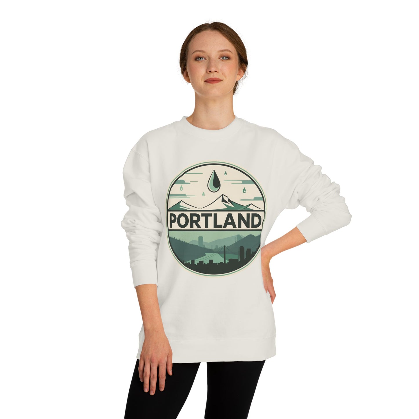 Portland Rainy Skyline Crewneck Sweatshirt