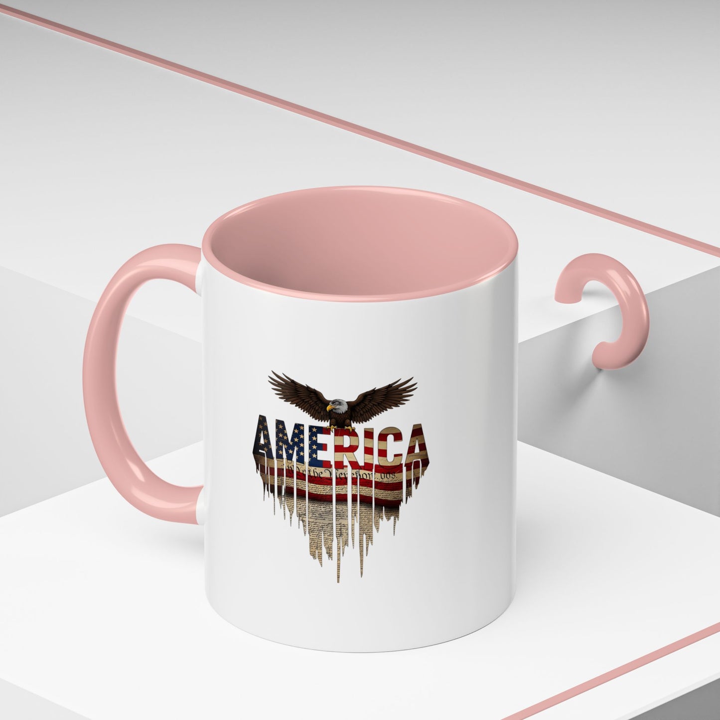 America Eagle Flag Accent Coffee Mug – Patriotic 11/15oz Ceramic