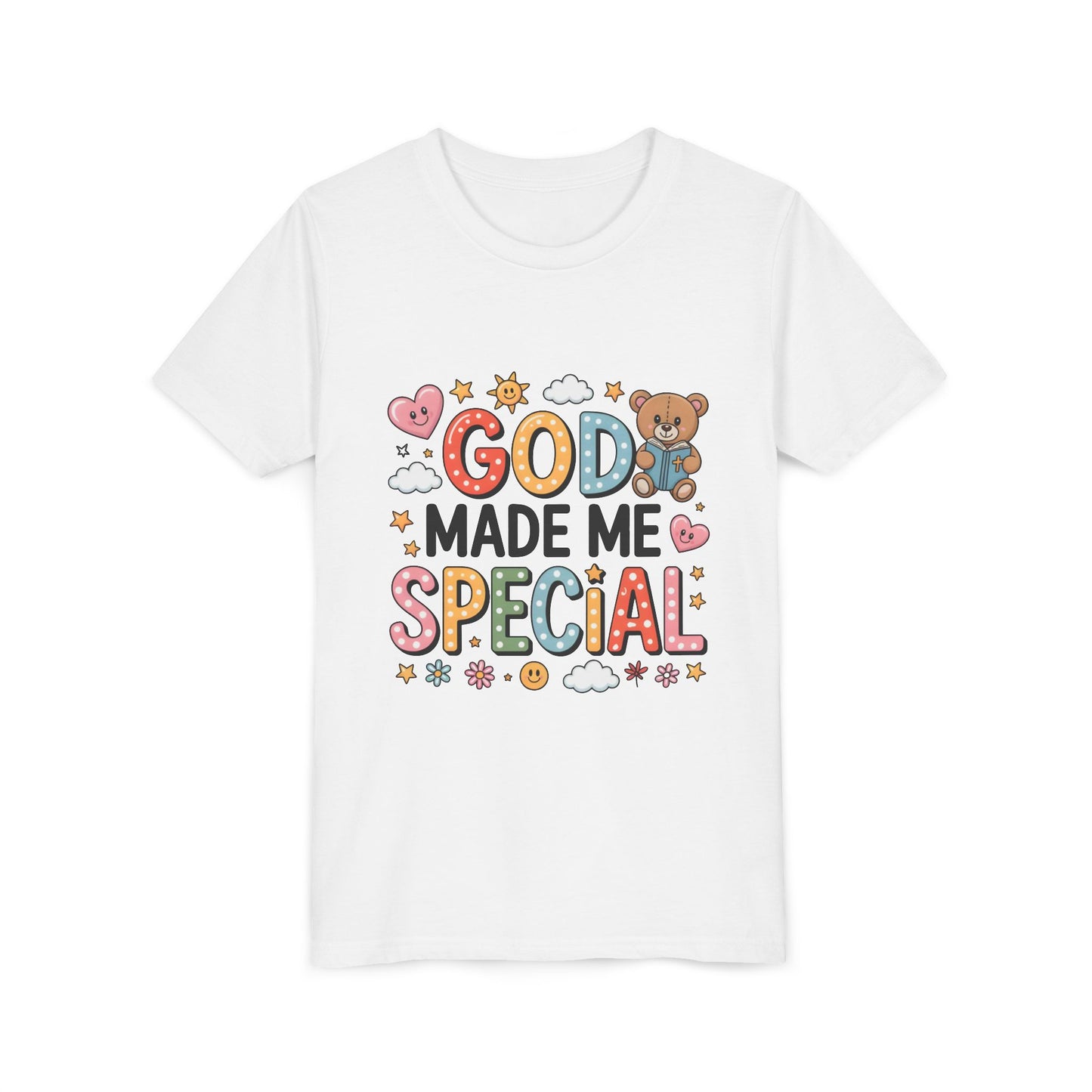 Youth Tee — "God Made Me Special" Cute Christian Kids T-Shirt
