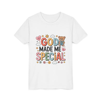Youth Tee — "God Made Me Special" Cute Christian Kids T-Shirt