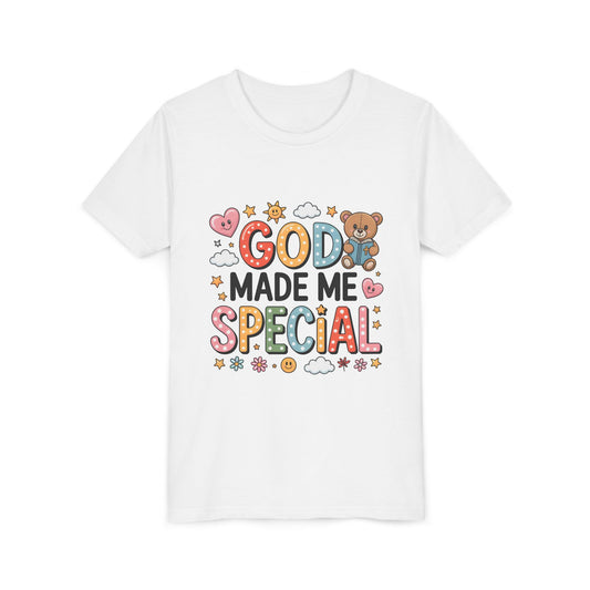 Youth Tee — "God Made Me Special" Cute Christian Kids T-Shirt