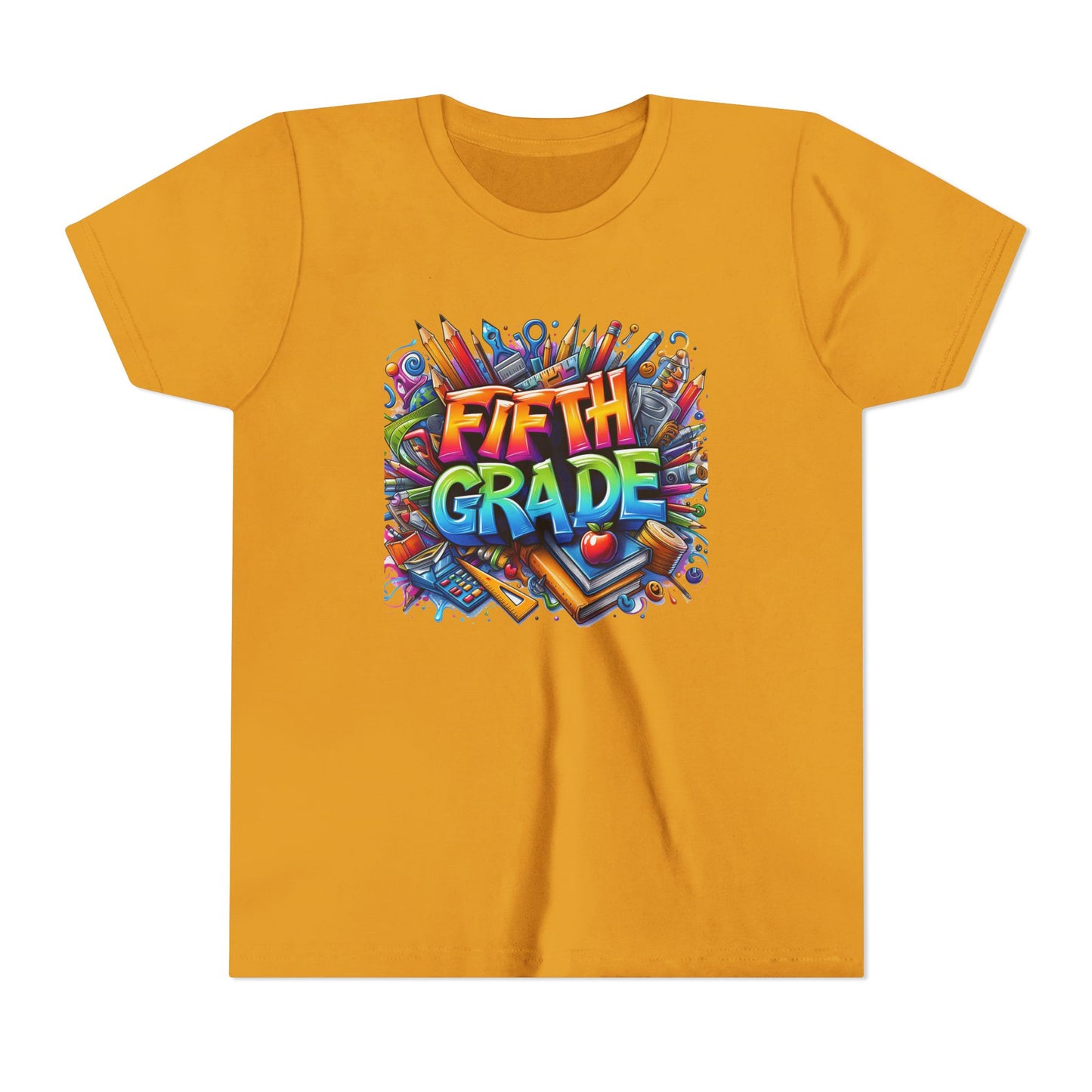 Fifth Grade Kid's Tee - Colorful School Supplies Back to School T-Shirt