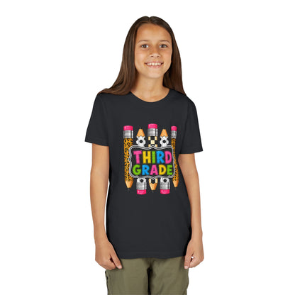 Third Grade Youth T-Shirt — Colorful Pencil Back-to-School Tee