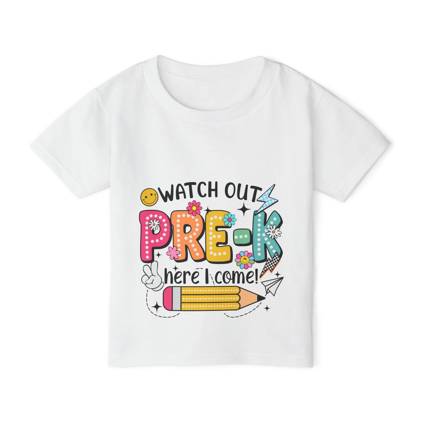 Toddler T-Shirt — "Watch Out Pre-K Here I Come!" Back-to-School Graphic Tee