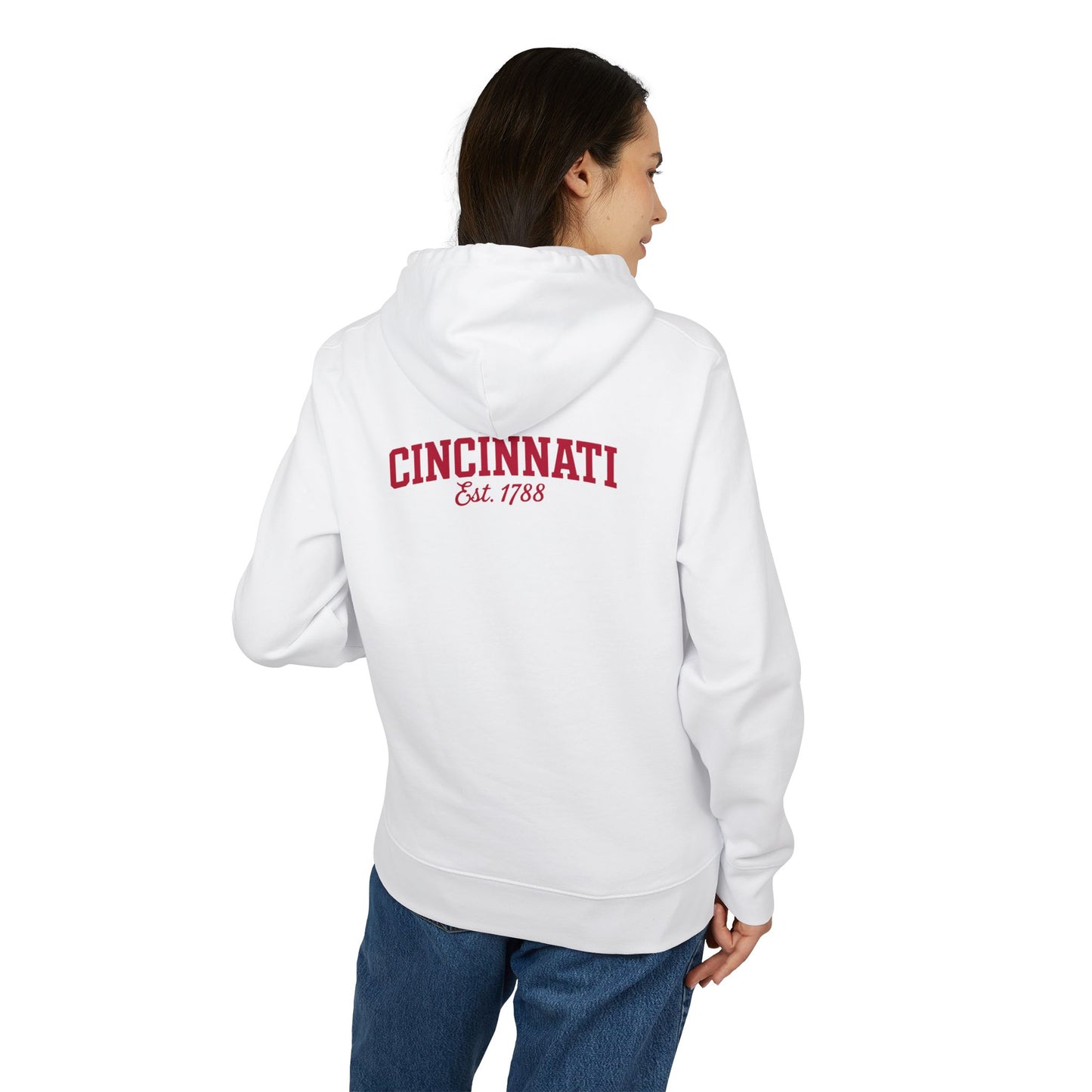 Cincinnati Hoodie — 'CINCINNATI Est. 1788' Red Script City Pride Pullover