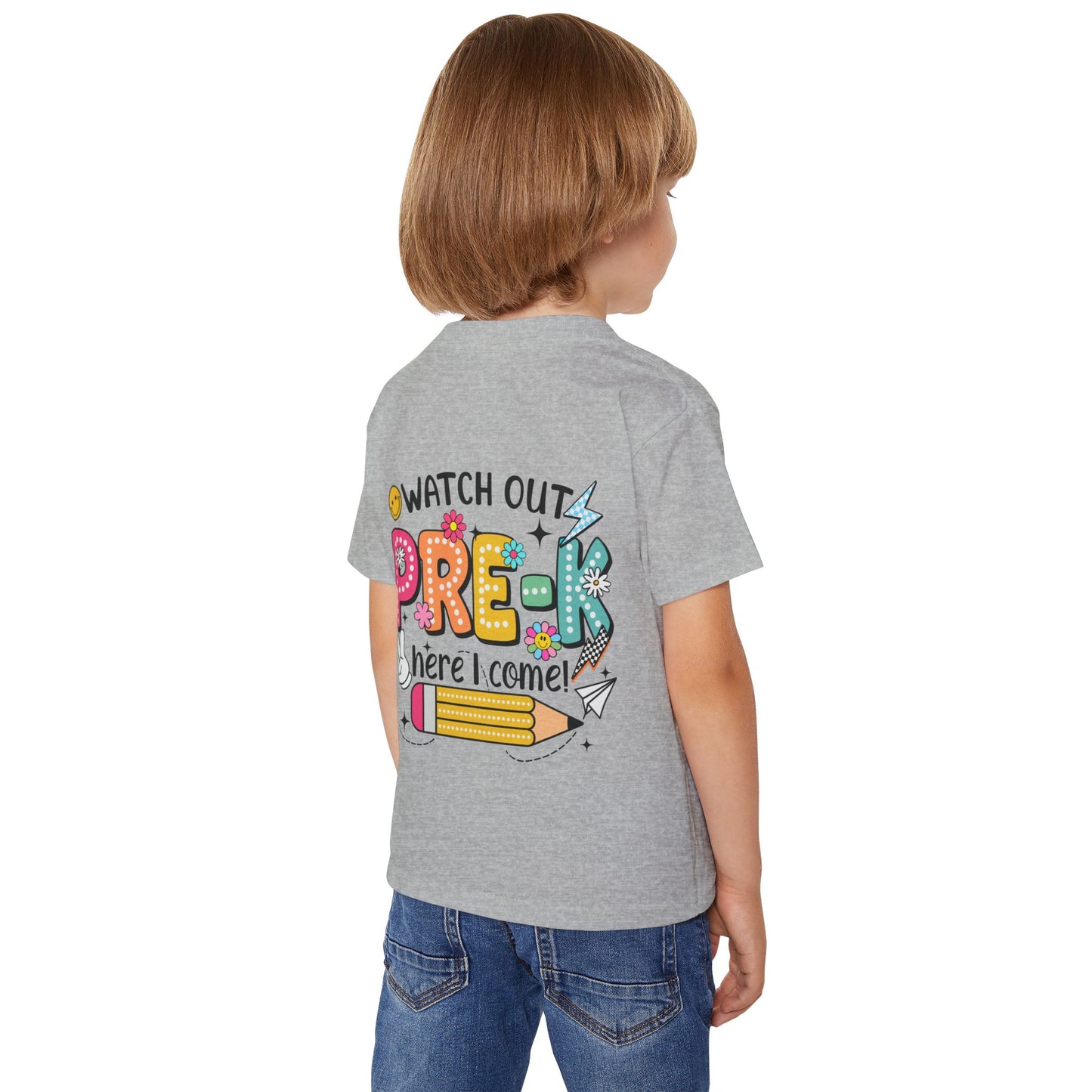 Toddler T-Shirt — "Watch Out Pre-K Here I Come!" Back-to-School Graphic Tee