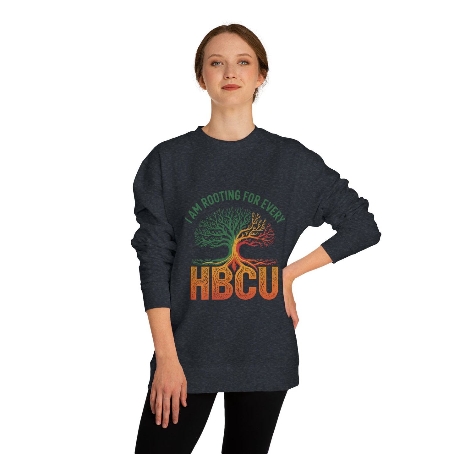 HBCU Pride Crewneck Sweatshirt — "I Am Rooting For Every HBCU" Tree Design