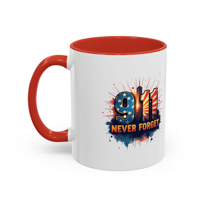 9/11 Never Forget Coffee Mug — Patriotic Memorial Accent Mug