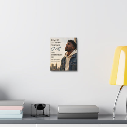 Philippians 4:13 Stretched Canvas – 'I Can Do All Things Through Christ' Inspirational Wall Art