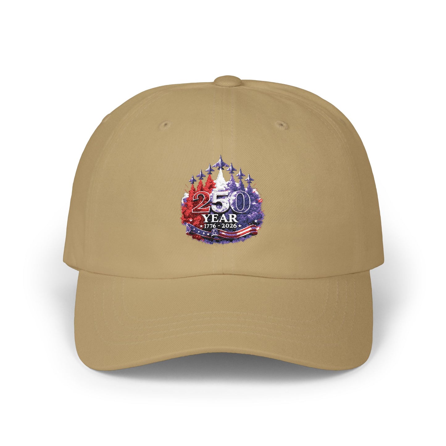 25 Year Anniversary Dad Cap – Patriotic Crest Embroidered White Baseball Hat