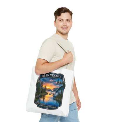 Minnesota Scenic Tote Bag — 'Land of 10,000 Lakes' Sunset Lake Design