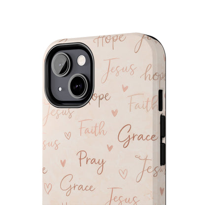 Pray Grace Hope Phone Case | Christian Floral iPhone Case