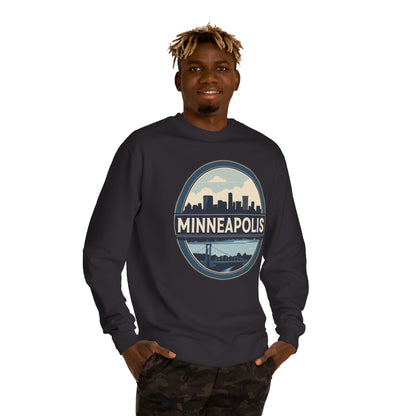 Minneapolis Skyline Crewneck Sweatshirt — Vintage Cityscape Design