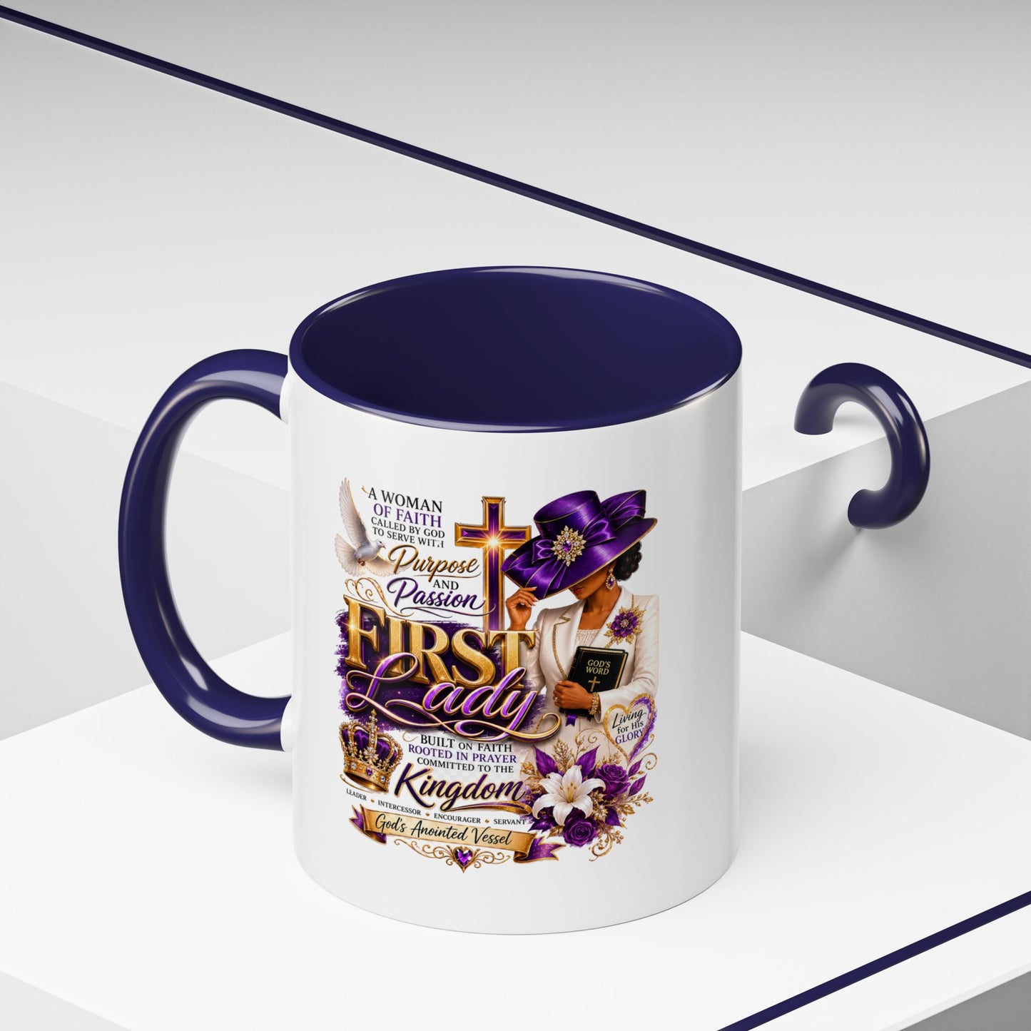 First Lady of Faith Accent Coffee Mug — Inspirational Christian Gift (11/15oz)