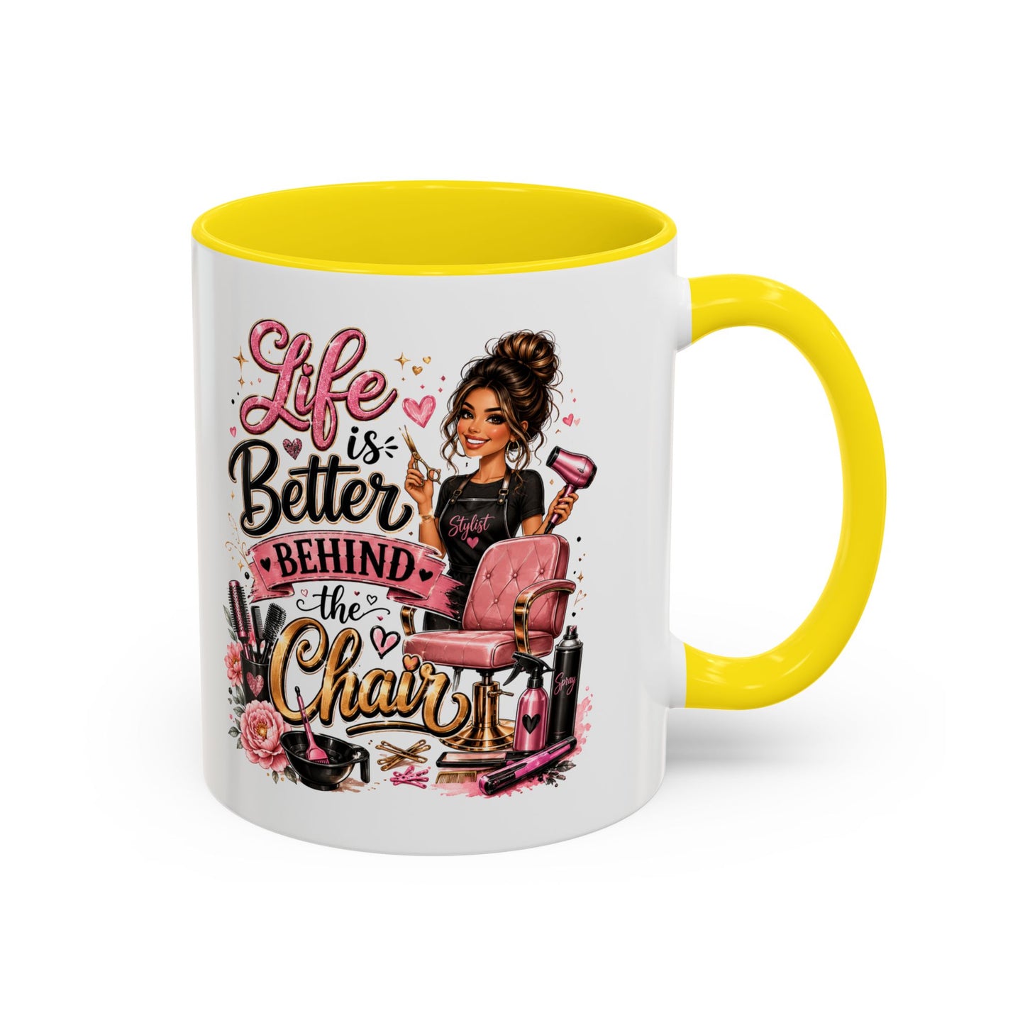 Life Is Better Behind the Chair Coffee Mug — Hair Stylist Barber Salon Gift (11/15oz)