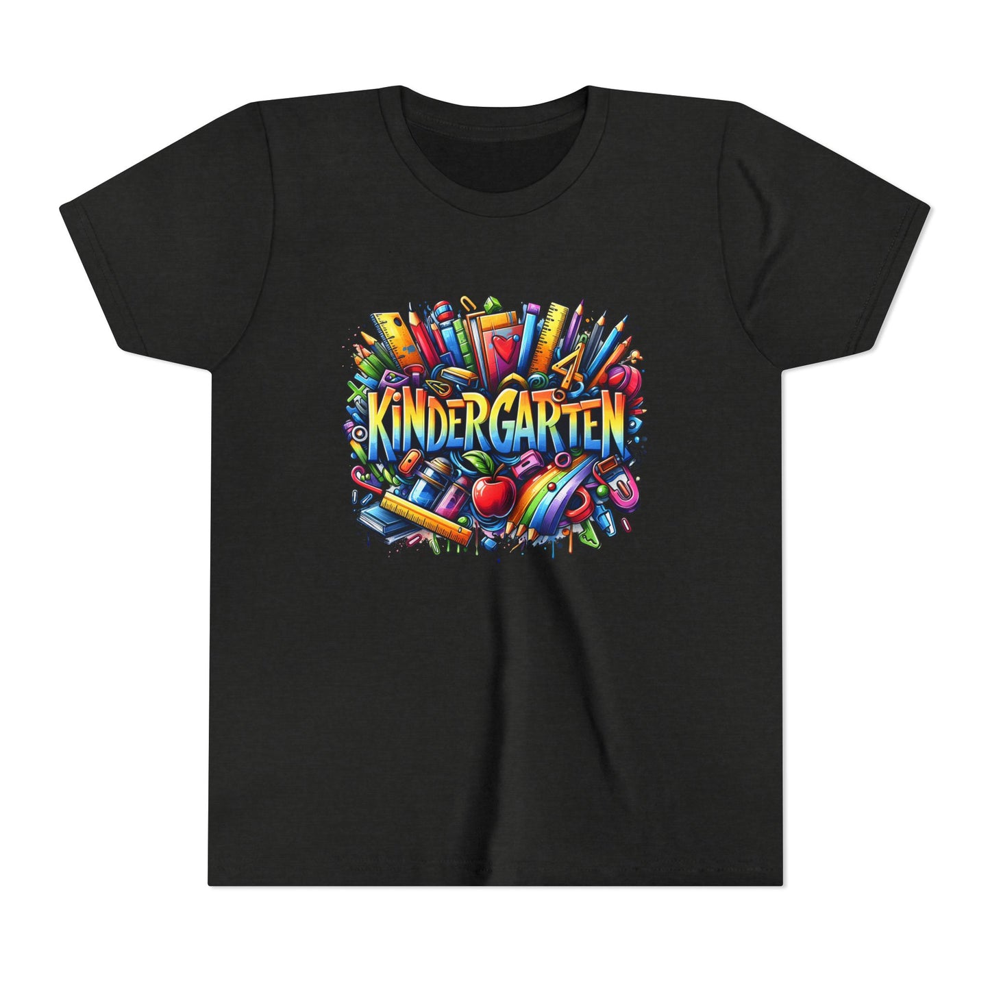Kindergarten Colorful School Supplies Youth Tee — Back-to-School Kids T-Shirt