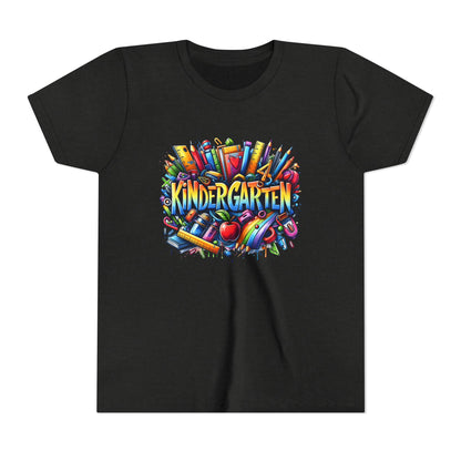 Kindergarten Colorful School Supplies Youth Tee — Back-to-School Kids T-Shirt