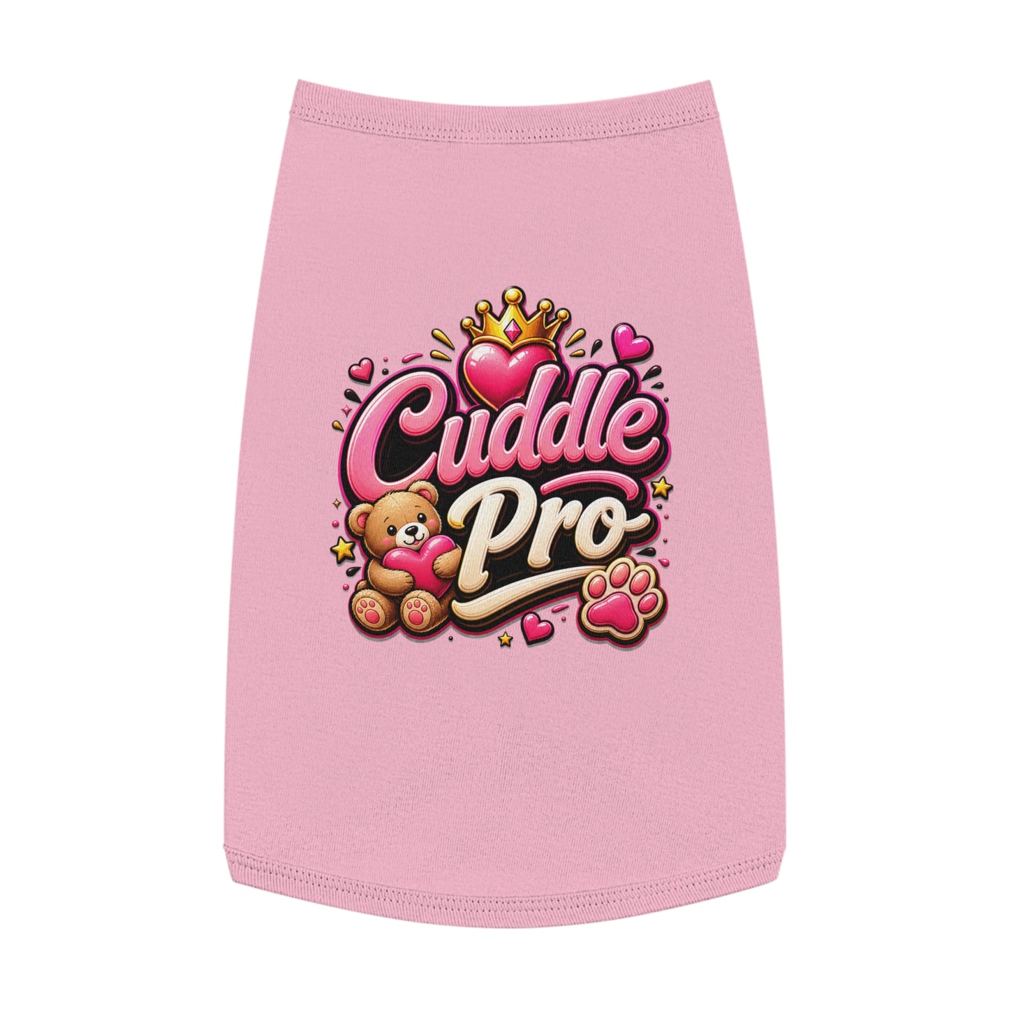 Cuddle Pro Pet Tank Top — Cute Teddy & Heart Dog/Cat Tee