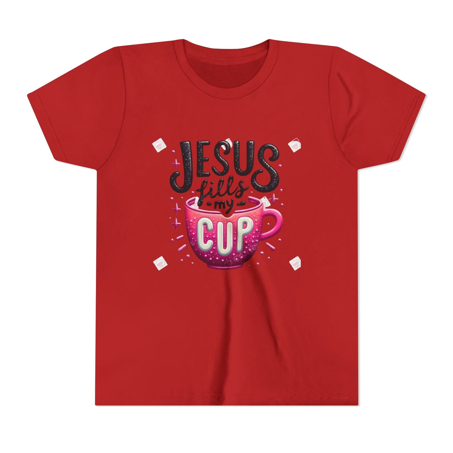 Jesus Fills My Cup Youth Tee — Christian Faith Kids Shirt
