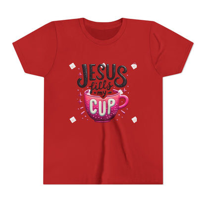 Jesus Fills My Cup Youth Tee — Christian Faith Kids Shirt