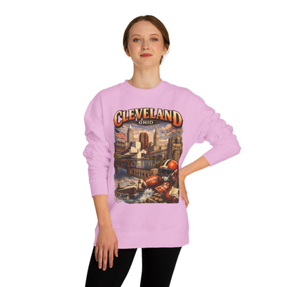 Cleveland Retro Cityscape Sweatshirt — Ohio Pride Football & Rock Design