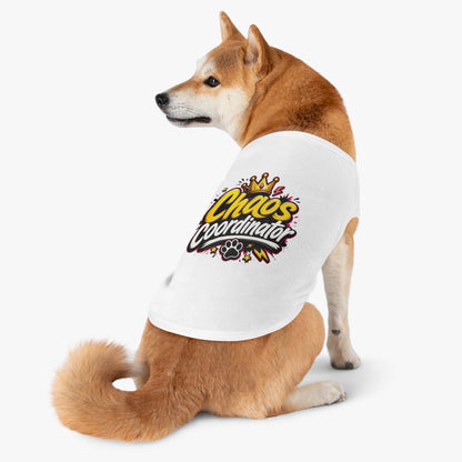 Chaos Coordinator Pet Tank Top — Cute Crown Paw Graphic Dog & Cat Tee