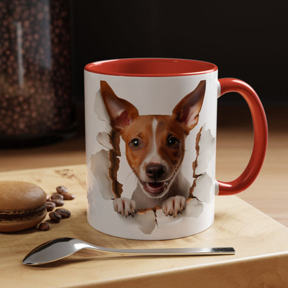 Basenji Puppy Peeking Accent Coffee Mug — Cute Dog Lover Gift (11/15 oz)