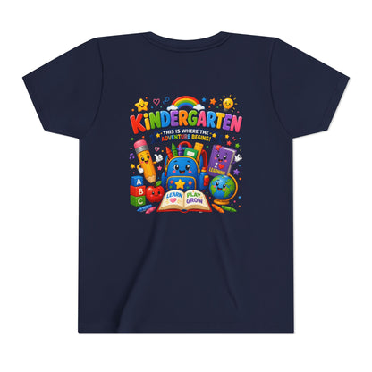 Kindergarten Kids T‑Shirt — 'Kindergarten: This Is Where the Fun Begins' Colorful Back-to-School Tee