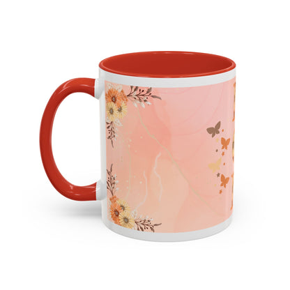 Mom Floral Accent Coffee Mug – Pink Butterfly Mother's Day Gift (11/15oz)